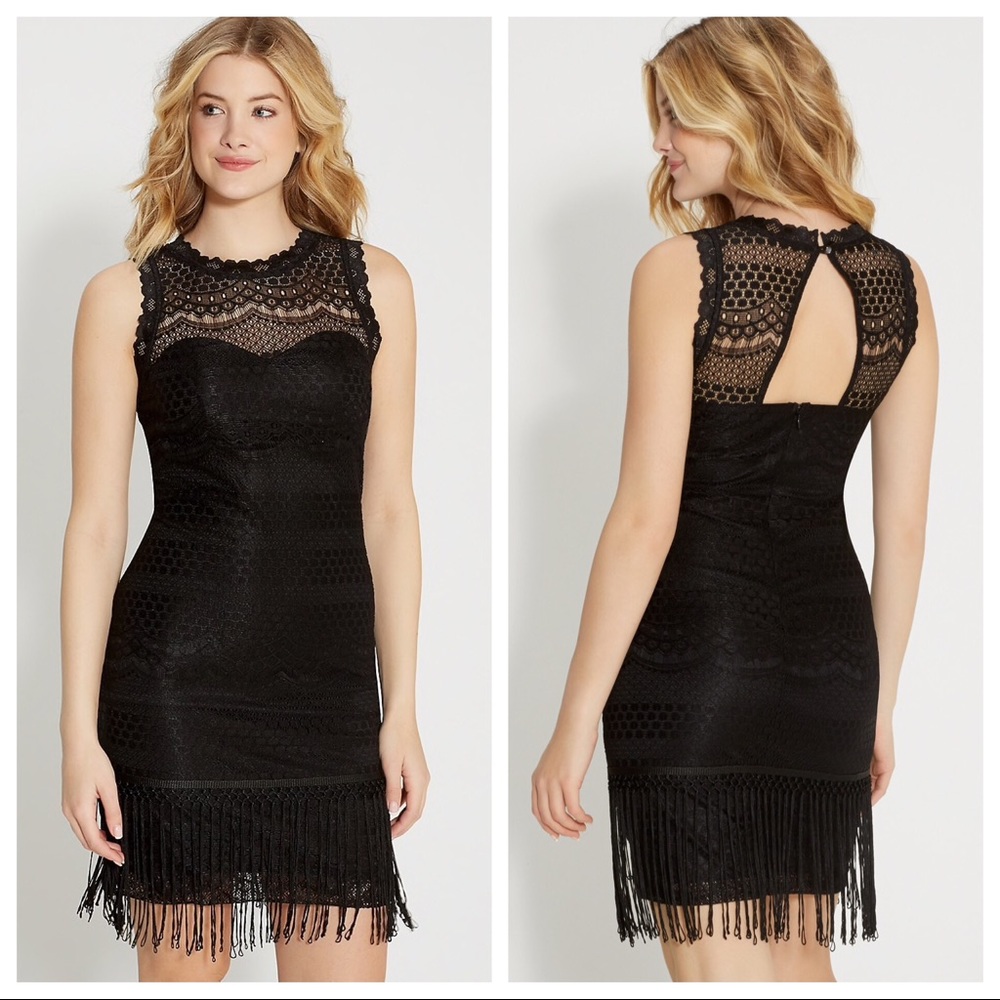 Maurices | Lace Fringe Flapper Dress Black XS
